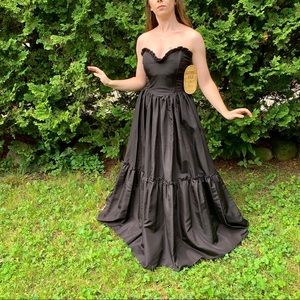 Long Black Ruffled Gunne Sax Dress